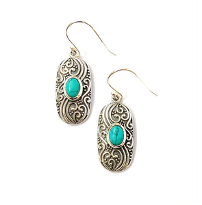 Pendientes Colgantes de Turquesa Vintage con Engaste de Barra de Plata de Ley 925 para Uso Diario Femenino - Product Image 2