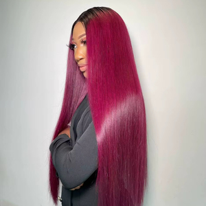 การต่อผมตรงกระดูกสีชมพูที่หรูหรา สีสวยเงาเป็นพิเศษ หนังกําพร้าชิดผม 360 วิกผมลูกไม้ด้านหน้า - Product Image 1