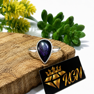 Natural Purpurite Gemstone Oval Cut Bezel Set Rhodium Plated Solid 925 Sterling Silver Handmade Women's Gift <b>Ring</b> - Product Image 3