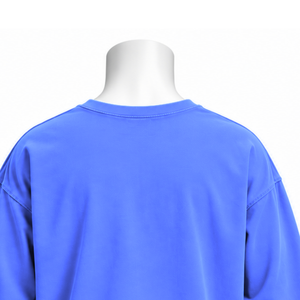 Camiseta de Manga Larga Azul Rey Invertido, Estilo Oversize, Algodón Lavado, Hombros Caídos, Casual, Streetwear, Unisex, Top de Moda - Product Image 4