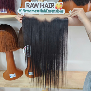 Nuevo cabello humano liso Remy de grado 2024 con cutículas alineadas, encaje HD para cierre frontal transparente, línea M, nudo único - Product Image 1