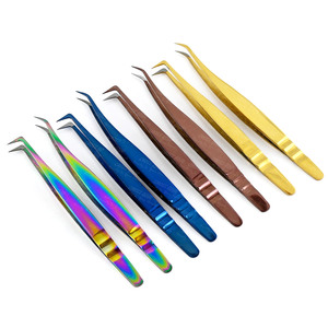 Nuevas pinzas clásicas para extensiones de pestañas, punta de fibra de 90 grados, pinzas de volumen de pestañas, Punta puntiaguda de acero inoxidable - Product Image 1