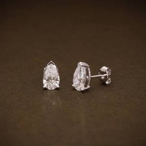 Boucles d'oreilles tendance de luxe pour femmes en or blanc 14 carats avec diamant naturel rond taille brillant 2 carats certifié IGI, plaqué rhodium, OEM - Product Image 3