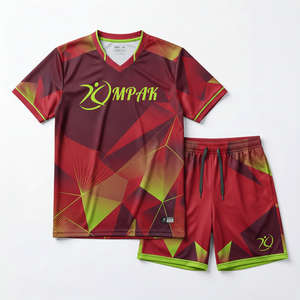 Conjunto de Camiseta y Pantalones Cortos de Voleibol con Diseño Pixel Art Índigo Personalizado al por Mayor, Uniforme de Equipo Antiencogimiento OEM, Ropa Deportiva Sublimada - Product Image 1