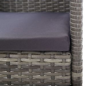 Ensemble de 4 chaises de jardin en rotin PE gris foncé, acier et polyester - Product Image 6