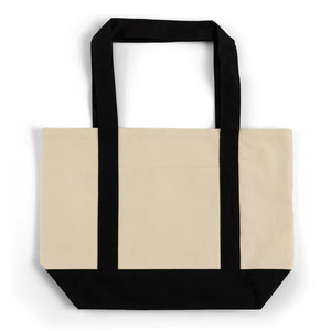 Bolsa de Compras Grande de Lona de Algodón Crema Icónica con Asa Larga Negra para Hombro, Personalizable con Logotipo, Reutilizable, para Regalo, Venta al por Mayor - Product Image 2