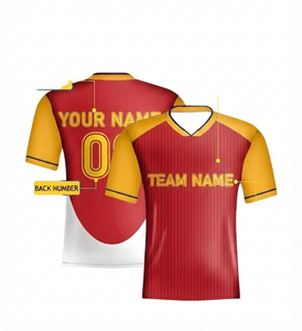 DROGEN EXPORTS Red 100% Polyester <b>Soccer</b> Jersey Football Uniform Breathable Mesh Personalized Team Wear Sportswear Athletic OEM - Product Image 1
