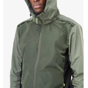 Conjunto Deportivo con Capucha para Hombre, Color Verde Oliva, Manga Larga, Cierre de Cremallera, Traje Deportivo para Correr, Impermeable, Cortavientos, Transpirable, Poliéster, Otoño - Product Image 4