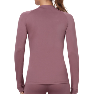 Haut de compression respirant pour femme, T-shirt de sport personnalisé à col en V et manches longues, imprimé par transfert thermique, 100 % polyester - Product Image 6