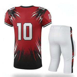 Custom American Football Jersey Pants Set Red Black White Sublimated V-Neck Short Sleeve Moisture Wicking Men's <b>Athletic</b> Wear - Product Image 4