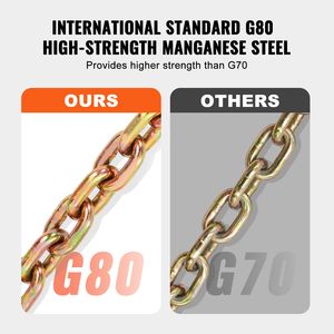 Catena di Trasporto G80 per Carichi Pesanti 5/16'' X 14.2FT con Ganci a Clevis, Capacità 4900 Libbre, Accessori per Controllo Sicuro del Carico - Product Image 4