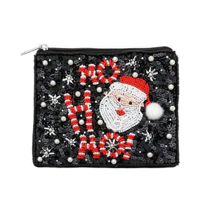 seed beads coin <b>pouch</b> embroidery handmade <b>mini</b> zipper purse from India - Product Image 4
