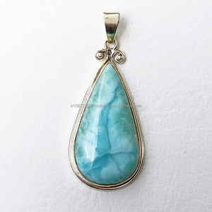 Sólido 925 esterlina hermosa piedra preciosa colgante joyería hecha a mano colgante collar Larimar joyería regalo para su madre - Product Image 3