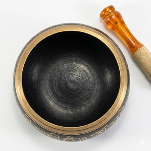 Cuenco tibetano con acabado dorado para meditación - Cuenco decorativo para yoga, estudio y decoración del hogar - Product Image 3