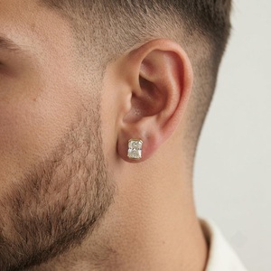 Pendientes de Oro Amarillo de 18K para Hombre, Corte Radiante, con Diamantes de Laboratorio Certificados por IGI, Joyería Clásica para Uso Diario, Claridad F VVS2 - Product Image 2