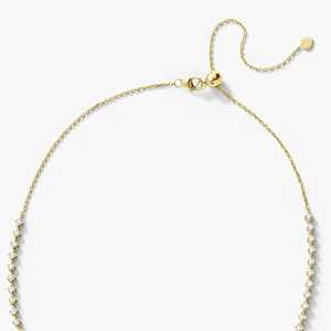 Dangle Choker Necklaces 14K 18K Solid Gold Round Cut Lab Grown Diamond 16 inch Layering Luxury Classic Wedding Jewelry Wholesale - Product Image 4