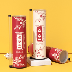 Tube en papier kraft de qualité alimentaire pour l'emballage des sushis avec couvercle en aluminium - Product Image 1