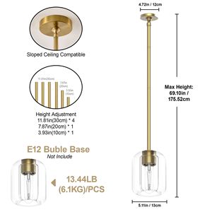 Lampadario Moderno di Lusso in Cristallo per Isola Cucina e Sala da Pranzo, Lunghezza 5,11 Pollici, Lampadina E12 - Product Image 5