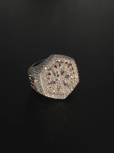 Bague de fiançailles personnalisée en forme de flocon de neige, sertie de diamants Moissanite, style Hip Hop, en argent 925 plaqué or rose et rhodium, pour homme - Product Image 2
