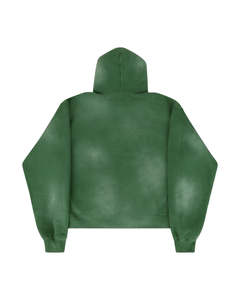 Sudadera con Capucha Personalizada de Alta Calidad, Manga Larga, Verde, con Acabado Mineral Wash, Estilo Urbano, Vintage, Efecto Desgastado por el Sol - Product Image 2