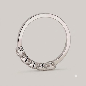 Anillo de Boda de Platino 950 con Cinco Piedras en Forma de Corazón, 0.45CT, Color E, VS1, Engaste de Bisel, Media Eternidad, Diamante Cultivado en Laboratorio HPHT - Product Image 5