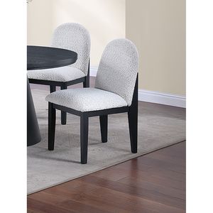 2 chaises de salle à manger confortables en tissu blanc, siège et dossier rembourrés, avec support ergonomique, design de chaise d'appoint - Product Image 2