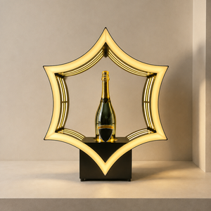 Moderno Soporte de Exhibición Hexagonal de Hierro y Acrílico con LED, Presentador de Botellas <span class=keywords><strong>VIP</strong></span>, Soporte Luminoso para Botellas de Vino para Bar, KTV, Discoteca - Product Image 6