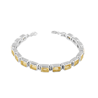 Pulsera clásica de plata de ley 925 con topacio azul, diseño geométrico con engaste de canal, estilo de cadena para uso diario, joyería para mujer.