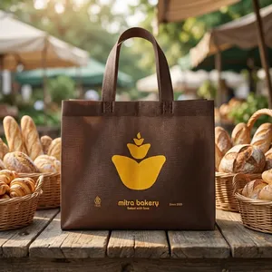 Custom Printed Non Woven <b>Shopping</b> <b>Bag</b> Eco Friendly <b>Reusable</b> Non-Woven Tote <b>Bag</b> with Logo for Bakery Grocery Retail Packaging - Product Image 3