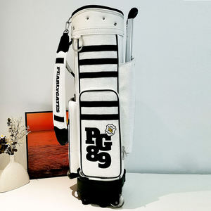Sac de golf professionnel en cuir synthétique blanc avec organisation multi-poches et base renforcée - Product Image 2