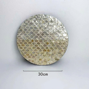 Salvamanteles Redondo Natural de 30 cm de Concha de Nácar de Agua Dulce Aislante - Product Image 3