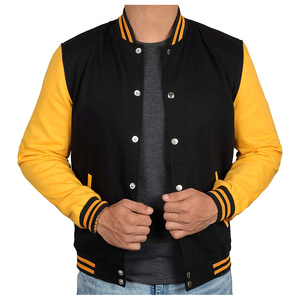 เสื้อแจ็คเก็ตเบสบอลลำลองสำหรับผู้ชาย ปักโลโก้ OEM ตามสั่ง พิมพ์ลาย ระบายอากาศได้ดี สไตล์วาร์ซิตี้ สปอร์ต เลตเตอร์แมน - Product Image 4