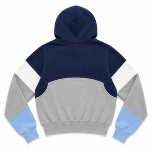 Women's <b>Cropped</b> Color Block <b>Zip</b> <b>Up</b> Hoodies Custom Logo Heavyweight Fleece Drop Shoulder Pullover Casual OEM Streetwear Factory - Product Image 4