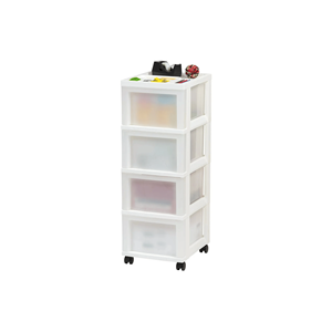 Narrow 4-<b>Drawer</b> <b>Plastic</b> <b>Storage</b> Cart with Organizer Top Black - Product Image 5