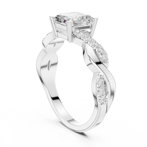 แหวนหมั้นดีไซน์เกลียวสวยหรู ทำจากทองคำขาว 14K ประดับเพชรทรง Asscher คุณภาพเยี่ยม ได้รับการรับรองจาก GRA - Product Image 3