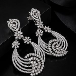 Statement Sterling Silver CVD <b>Diamond</b> <b>Earrings</b> with EF VVS VS Lab Grown <b>Diamonds</b> - Product Image 2