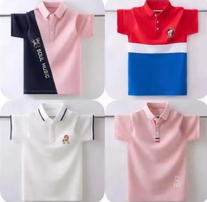 Polo tricoté décontracté à manches courtes pour enfants, en coton uni, pour garçons et filles - Product Image 1