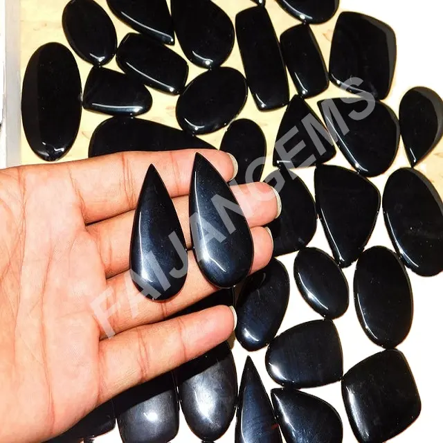Onix preta natural cabochão solta pedra preciosa, venda no atacado lote jóias preto onyx