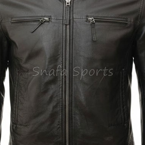 Meilleur prix Veste imperméable coupe-vent en cuir véritable de qualité supérieure pour homme Teinte unie pour l'hiver Disponible en toutes tailles Vente en ligne disponible - Product Image 3