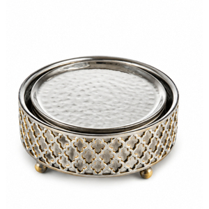 Luxury <b>Silver</b> Hammered Metal <b>Coasters</b> Set with Decorative Ornate Holder Stainless Steel Drink <b>Coasters</b> for Bar Hotel and Home - Product Image 6