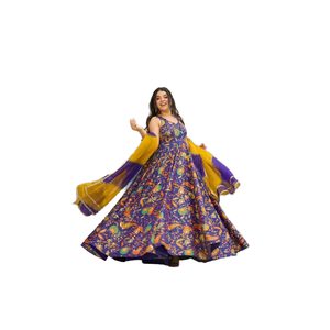 Anarkali ชุดแฟนซีพิมพ์ลายแบบบานออกได้แคตตาล็อกเต็มรูปแบบมีจำหน่ายในอัตราที่ขายส่งชุดผ้าไหมพิมพ์ดิจิตอล - Product Image 1