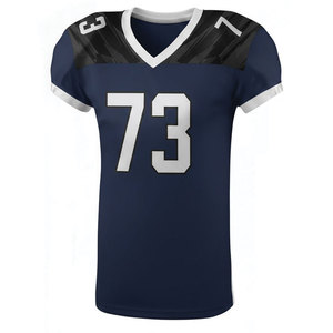 Ensemble de maillots de football américain personnalisés, bleu marine et noir, sublimés, anti-transpiration, col en V, manches courtes, numéros d'équipe pour hommes 73 - Product Image 2