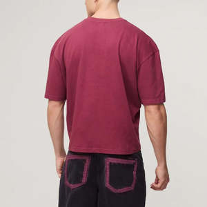 Camisetas de Algodón 100% para Hombre, Nueva Colección 2026, Logotipo Impreso DTF Personalizado, Corte Holgado, Color Granate Sólido, Transpirables - Product Image 5