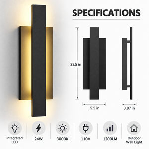 Lámpara <span class=keywords><strong>de</strong></span> <span class=keywords><strong>Pared</strong></span> LED para Exteriores, Impermeable IP65, <span class=keywords><strong>de</strong></span> Aluminio, Larga, para Montaje en <span class=keywords><strong>Pared</strong></span>, Iluminación LED para Exteriores, para Casa, Porche - Product Image 4