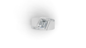 Anillo de Lujo Aarinya para Hombre, con Diamantes Cultivados en Laboratorio, Plata 925, Corte Esmeralda, Piedras Laterales Princesa, Certificado IGI, Pavé - Product Image 1