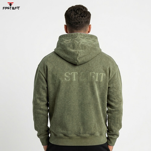 เสื้อฮู้ดดี้สีพื้นเรียบง่าย สวมใส่สบาย ราคาสุดคุ้ม สำหรับผู้ชาย ทรงโอเวอร์ไซส์ ล้างสีแบบแอซิดวอช - Product Image 6