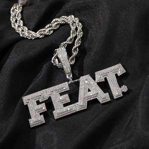 Colgante de Moissanita con Letra Plateada, Estilo Hip Hop, Chapado en Rodio, Collar Unisex - Product Image 1