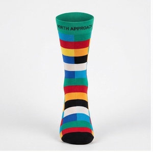 North Approach Crew <b>Socks</b> Striped Rainbow Pattern Breathable Knitted for Adults Summer Casual Wear - Product Image 1