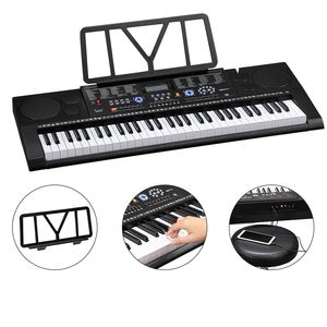 Supporto per tastiera portatile a 61 tasti con altoparlanti integrati, cuffie, microfono, poggiapauta, schermo LCD, porta USB, accessorio per l'insegnamento - Product Image 3