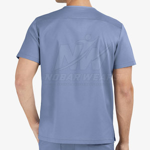 เสื้อสครับผู้ชายระบายอากาศได้ดี คอวี ชุดยูนิฟอร์มทางการแพทย์ สำหรับบุคลากรโรงพยาบาล คลินิก ห้องปฏิบัติการ พร้อมตัวเลือกขนาดตามสั่ง - Product Image 3